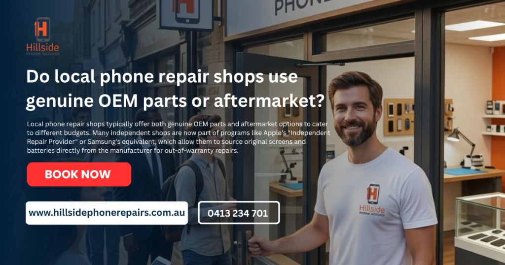 Do local phone repair shops use genuine OEM parts or aftermarket?
