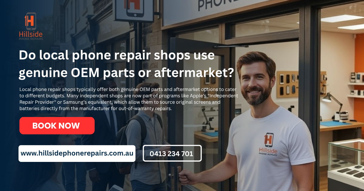 Do local phone repair shops use genuine OEM parts or aftermarket?