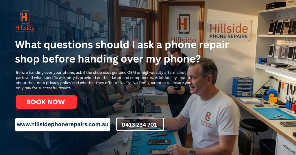 What questions should I ask a phone repair shop before handing over my phone?